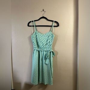 NWT LC Lauren Conrad Mint Green Polka Dot Pleated Spaghetti Strap Mini Dress 2